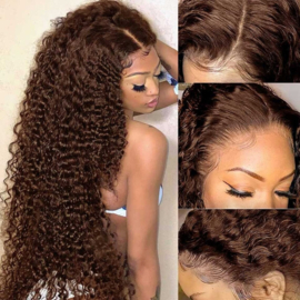 Sale - Front Lace Wig- 360' - 100% Human Hair - Curly - #4 - 20''