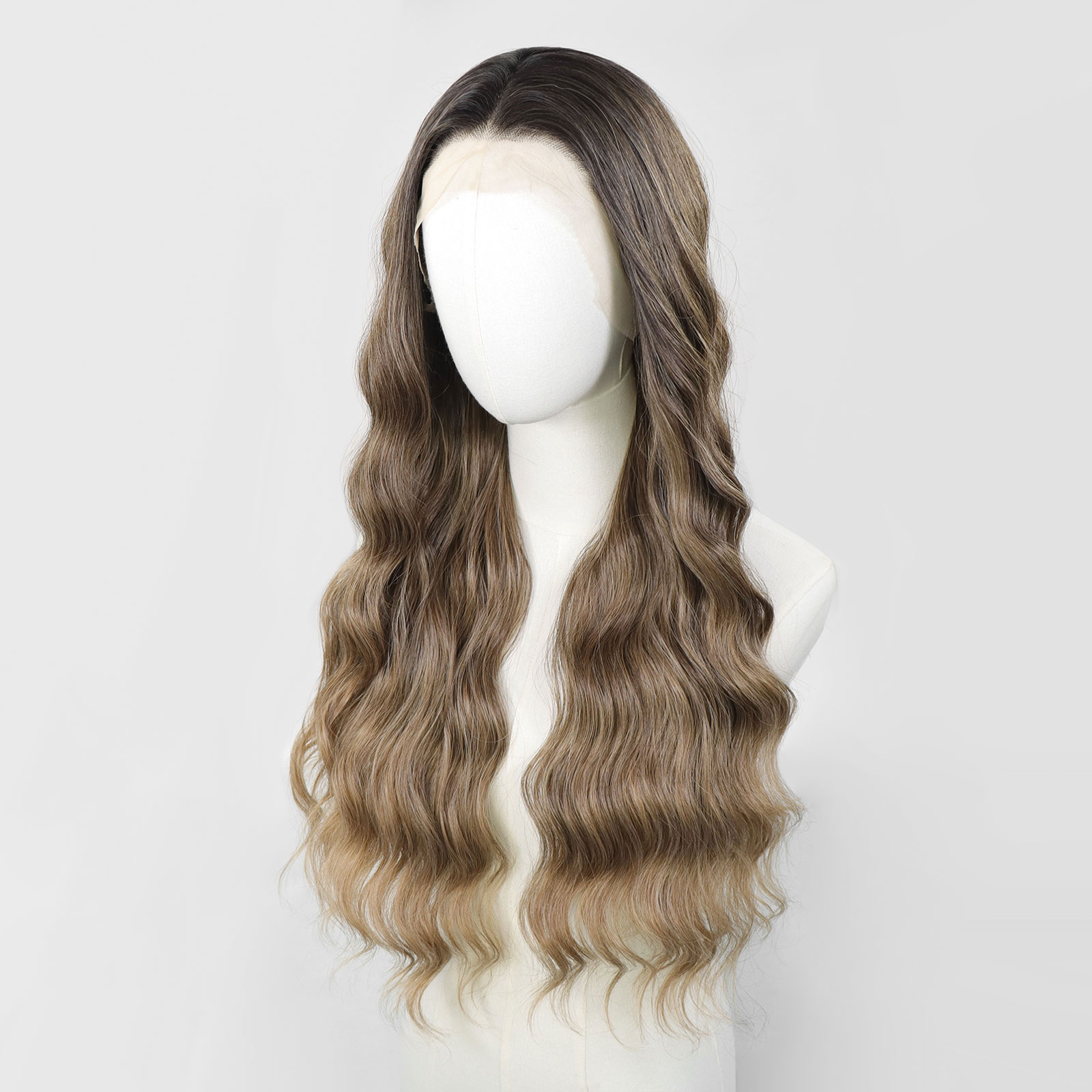 Luxe Synthetische Lace Front Pruik - Zendaya （Donkerbruin met asblonde balayage)