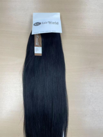 Human Hair Clip in Extensions (Steil) 45cm  (Extra Volume), kleur #1 Jetblack