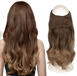 Premium Fiber Synthetic Clip in Single /Wire Extensions - BodyWave - 45cm- (#10T22) Gold Brown Ombre Ash Brown M01