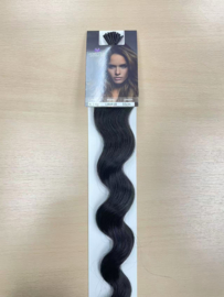 Microring Extensions/I-tip Extensions (Loose Wave) kleur #1B Natural Black