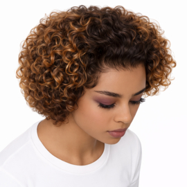 Pixie Bob -Human Hair Front Lace Wig - Short Curly Bob