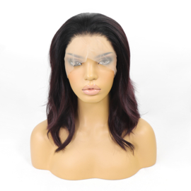 Luxe Synthetische Lace Front Pruik - Selena Waves （Zwart met paars）