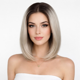 Luxe Synthetische Lace Front Pruik - Khloe （donkere uitgroei met ijzig blond）