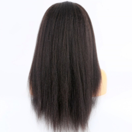 Sale - Full Lace Wig - 100% Human Hair -Kinky Straight  - #1b