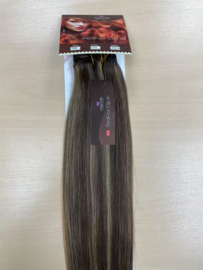 Human Hair Clip in Extensions (Steil) kleur #4/27 Chocolate Brown/ Dark Blonde