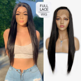 Sale - Full Lace Wig - 100% Human Hair -Steil - #1b