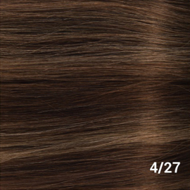 Virgin Hair Weave - Genius Weft #4/27 Chocolate Brown, with dark blonde highlights