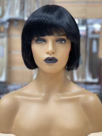 Pruiken Dames - Echt Haar/ Indian Human Hair / Nicki bob Short wig 8 INCH Steil