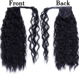 Wrap Around Ponytail - Premium Synthetic Fiber 22" Wavy (#1b Jett Black) P009