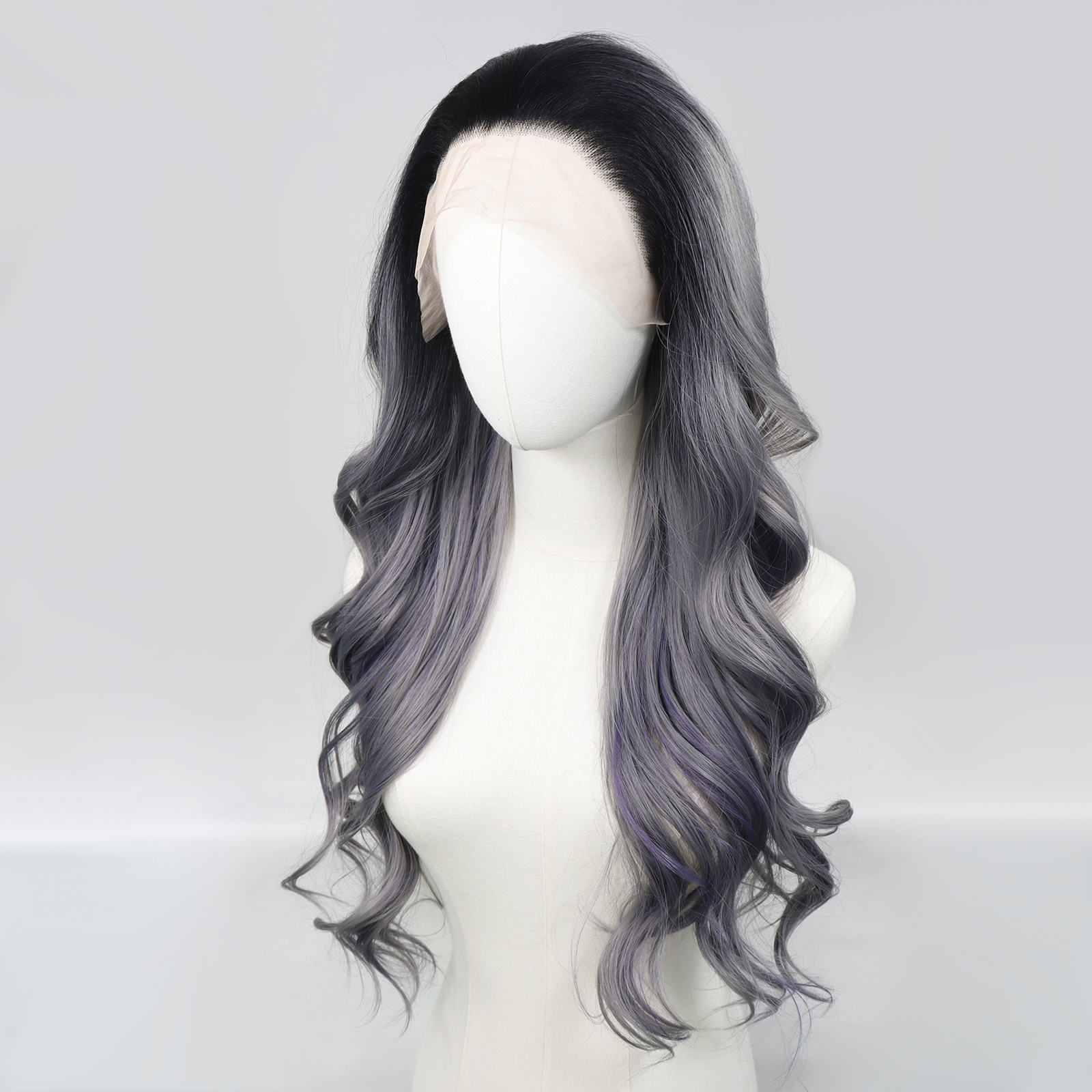 Luxe Synthetische Lace Front Pruik - Rihana (Zilvergrijs balayage)