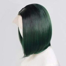Luxe Synthetische Lace Front Pruik - Dua Bob （zwart-groen ombre）