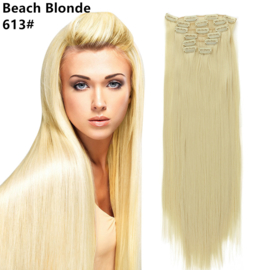 Premium Fiber Synthetic Clip in Extensions - Straight - 55cm- (#613) Beach Blonde 777