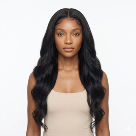 Luxe Synthetische Lace Front Pruik - Monica Waves (Zwart bruin)