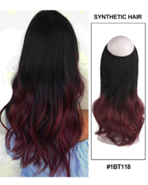 Premium Fiber Synthetic Clip in Single / Wire Extensions - BodyWave - 45cm- (#1BT118) Jett Black Ombre Rouge M01