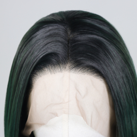 Luxe Synthetische Lace Front Pruik - Dua Bob （zwart-groen ombre）