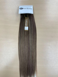 Human Hair Clip in Extensions (Steil) 45cm  (Extra Volume), kleur #4/27 Chocolate Brown/ Dark Blonde