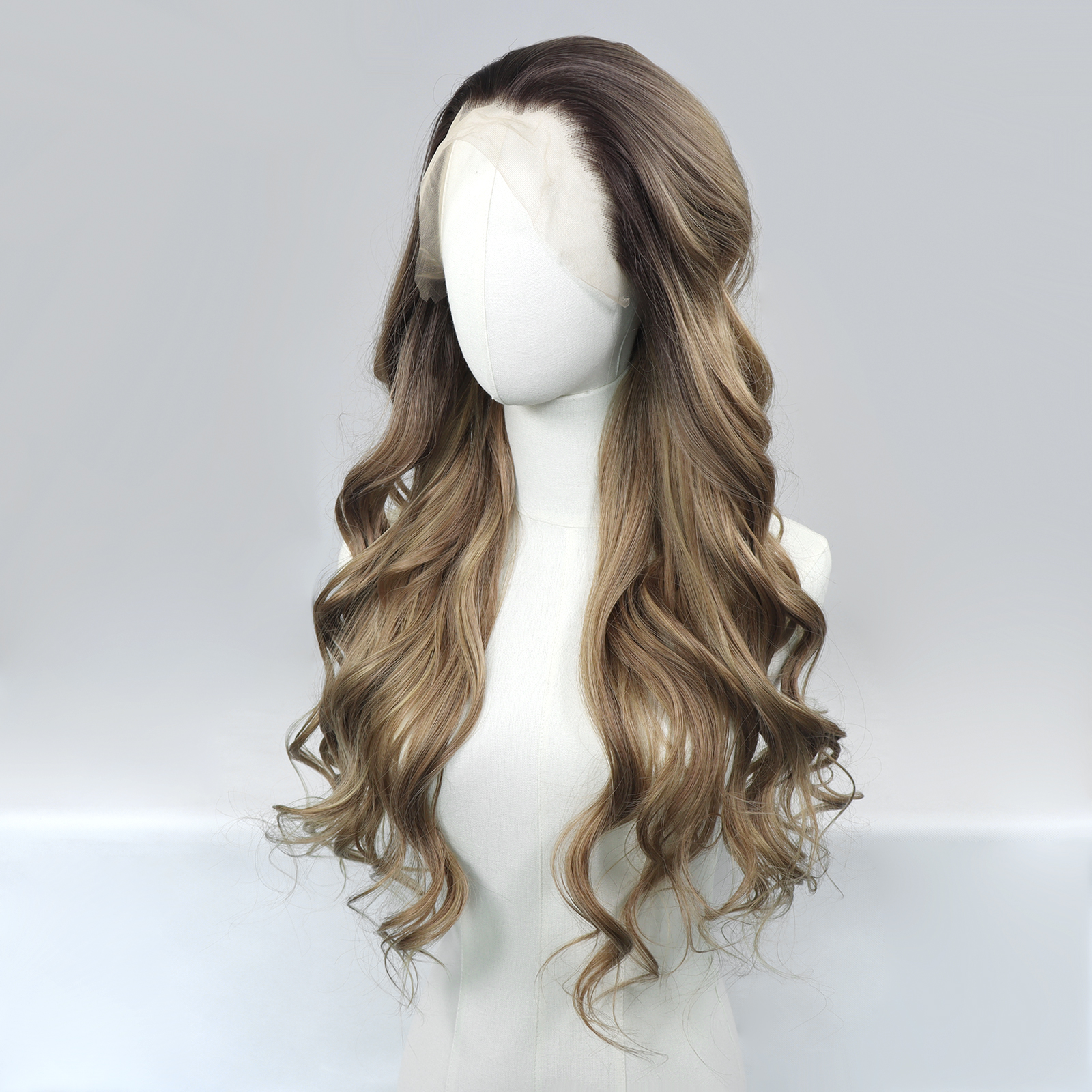 Luxe Synthetische Lace Front Pruik - Kim (Donkerblonde Balayage)