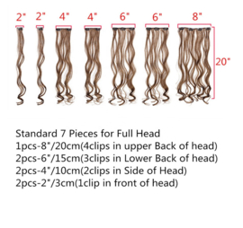 Premium Fiber Synthetic Clip in - BodyWave - 55cm- (#4BH27) Black Brown With Highlights 999