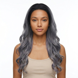 Luxe Synthetische Lace Front Pruik - Rihana (Zilvergrijs balayage)