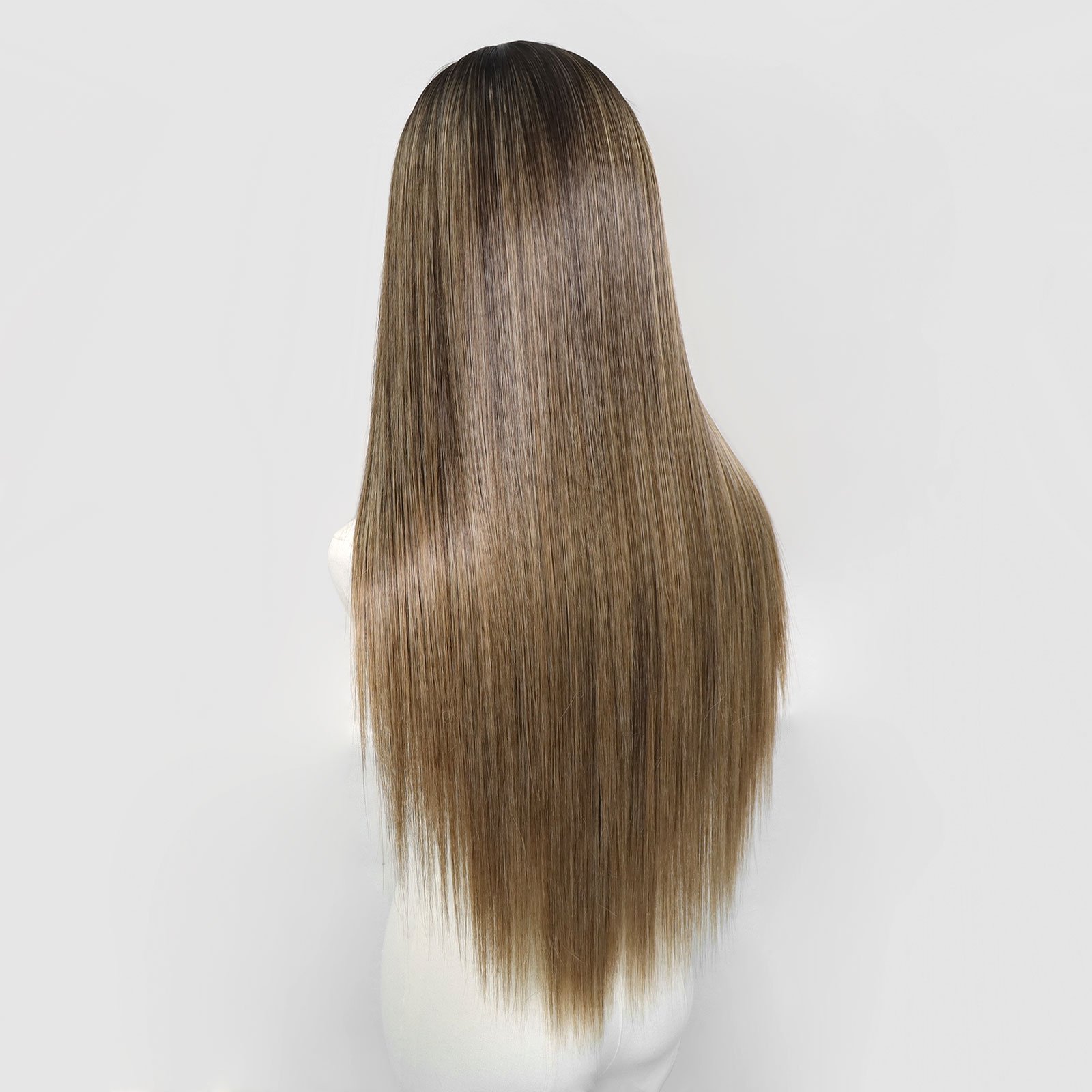 Luxe Synthetische Lace Front Pruik - Jessica（Lichtbruin met asblonde highlights）