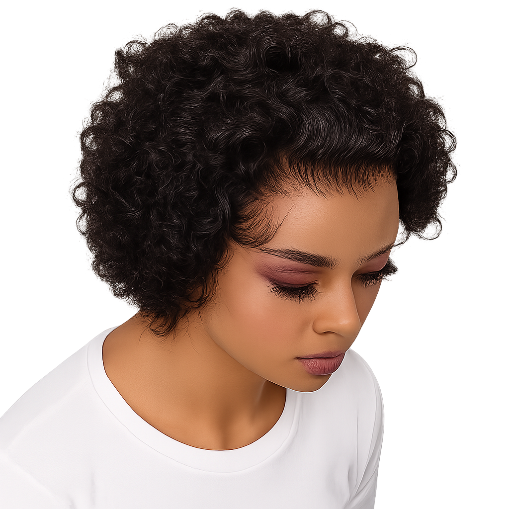 Pixie Bob - Indian (Shri) Human Hair Front Lace Wig - Curly