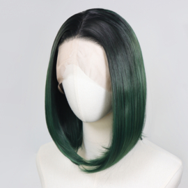 Luxe Synthetische Lace Front Pruik - Dua Bob （zwart-groen ombre）
