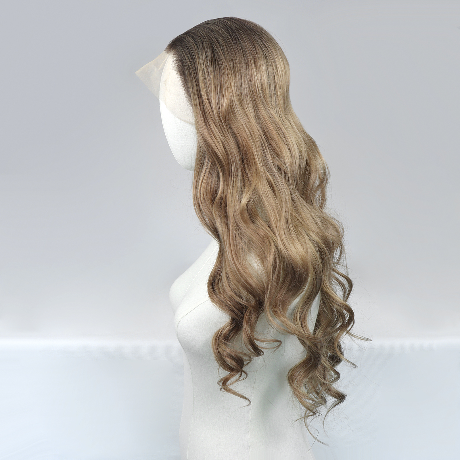 Luxe Synthetische Lace Front Pruik - Kim (Donkerblonde Balayage)