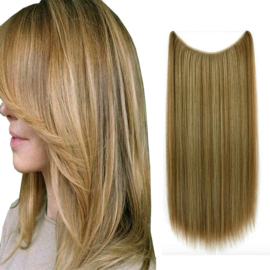 Premium Fiber Synthetic Clip in Single / Wire Extensions - Straight - 55cm--(#12H24) Middle Golden Brown Highlight M02