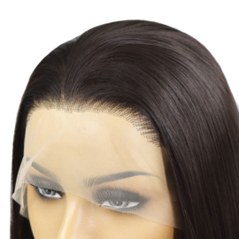 Luxe Synthetische Lace Front Pruik - Angelina Straight （Diep donkerbruin）