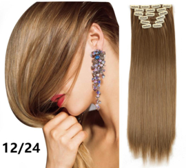 Premium Fiber Synthetic Clip in Extensions - Straight - 55cm- (#12/24) Light Toffee Brown 777