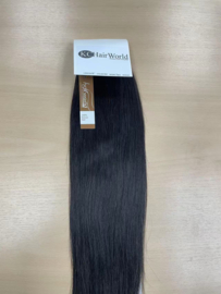 Human Hair Clip in Extensions (Steil) 45cm  (Extra Volume), kleur #1B Natural Black
