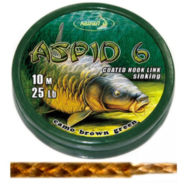 Katran Onderlijnmateriaal ASPID 6 Coated Braided Hooklink 25lb 10mtr