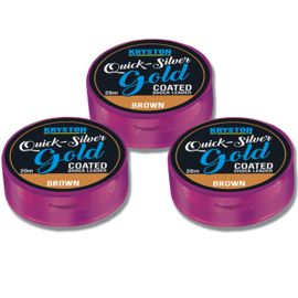 Kryston Leadermateriaal Quicksilver Gold Coated Shock Leader/Hook link 45lb Gravel Brown10mtr