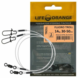 Life Orange Roofvis Leader Fluoro Troll 14kg 50cm