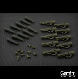 Gemini Lood Lead Clips & Tail Rubbers Dark Green 10 STUKS