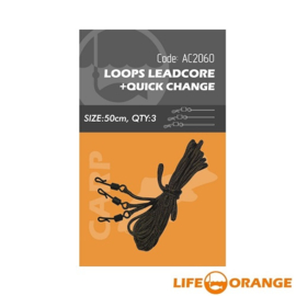 Life Orange Leadcore Loops 50cm + Quick Change 3 STUKS