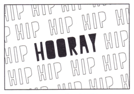 Ansichtkaart ‘Hip hip hooray' (tekst)