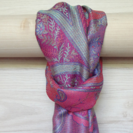 sjaal roze met ingeweven dessin