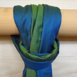 zijden sjaal reversible groen/blauw