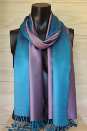 Zijden sjaal lila/aquablauw