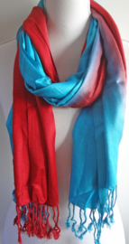 Sjaal in rood en blauw