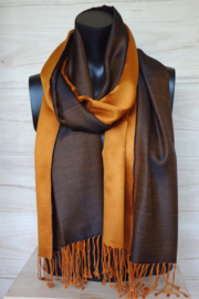 Zijden sjaal oranje/bruin