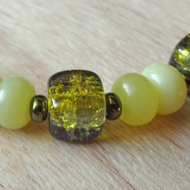 armband lemon jade en crackle kralen