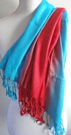 Sjaal in rood en blauw