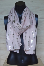 sjaal zacht roze met metallic print
