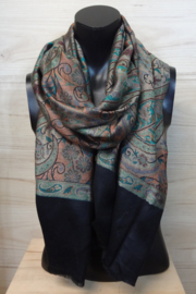 zijden sjaal multi color/zwart
