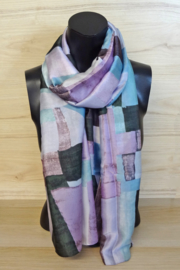 zijden sjaal met onregelmatig blokpatroon