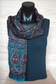 sjaal petrolblauw multicolor