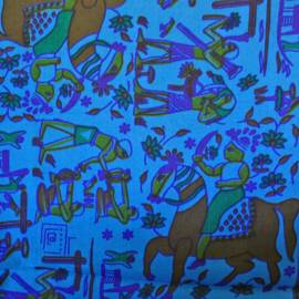 sjaal koningsblauw met egyptische figuurtjes